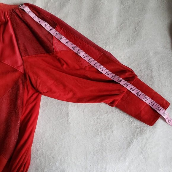 80s Vintage Red Patchwork Leather Jacket - Picture 12 of 16